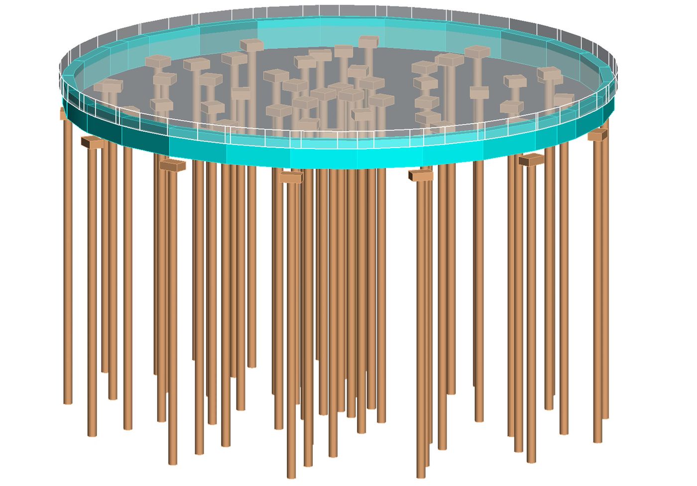 Ground Strider concept model: stiff plate-like upper layer supported by long pile legs