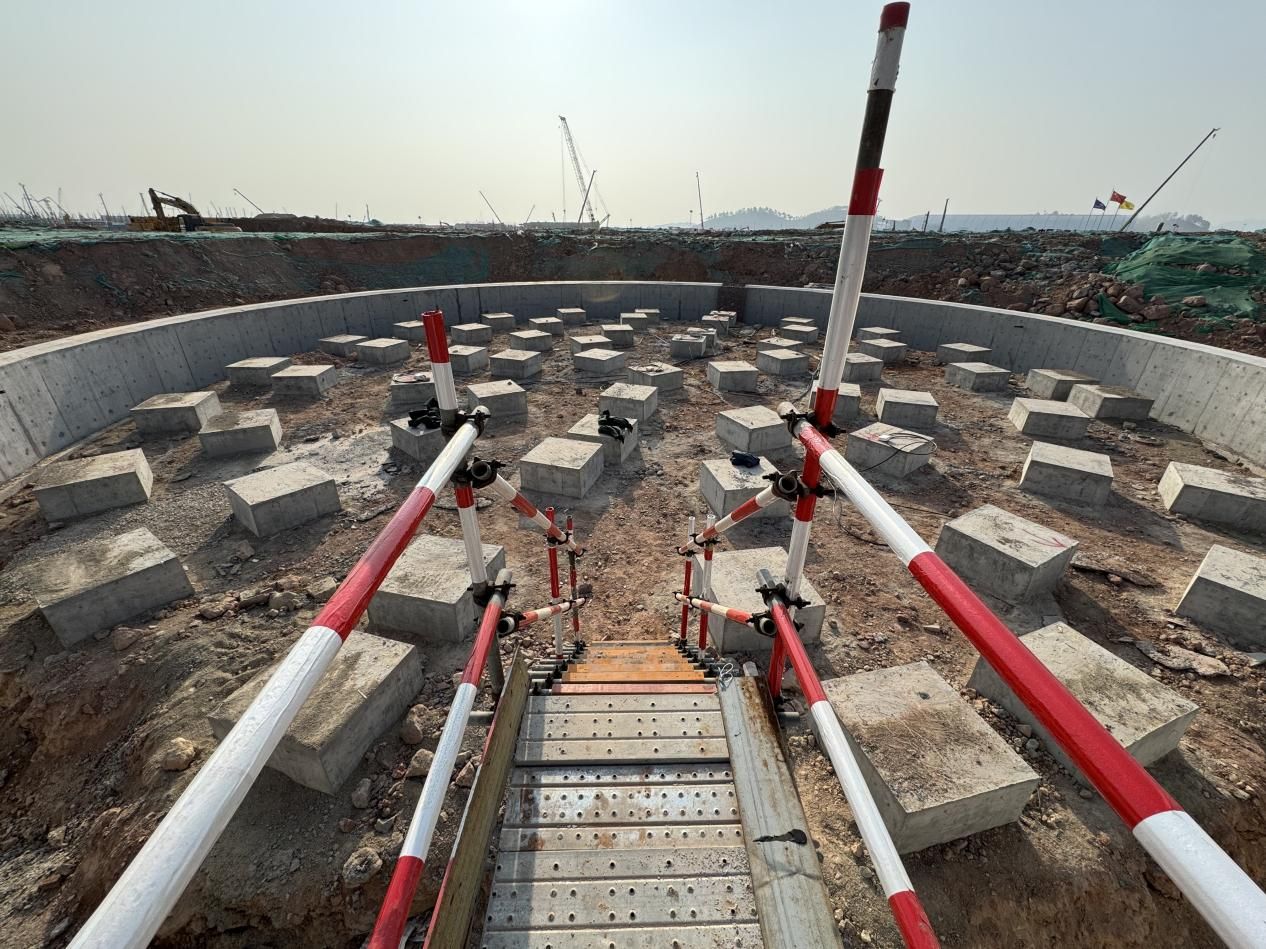 Pile caps forming part of the rigid-pile composite foundation